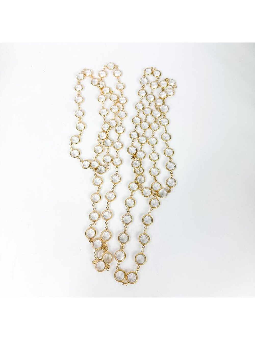 Swarovski Gold Tone Large 0.5'' Clear Crystals Bezel Set Necklaces Set of 2 Laye